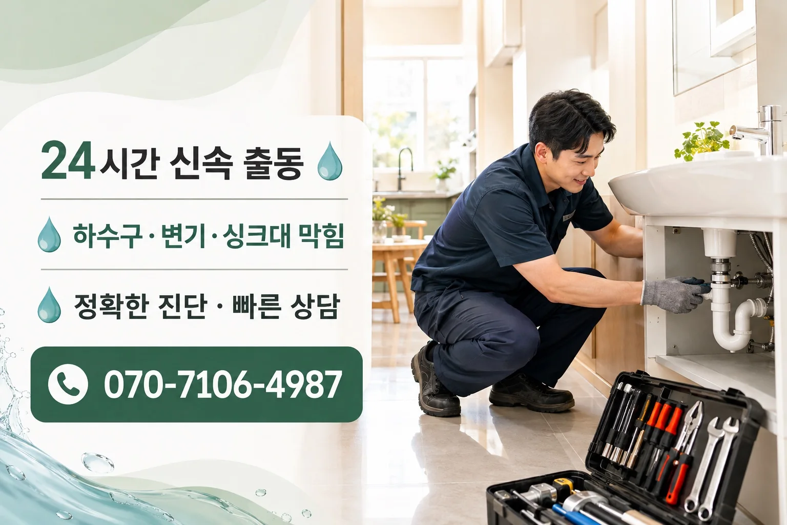 튼튼배관 주거 싱크대 배관 점검 서비스 안내